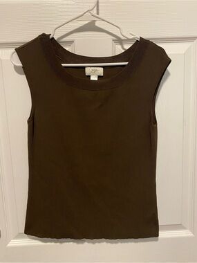 LOFT Sleeveless Brown Rib Top